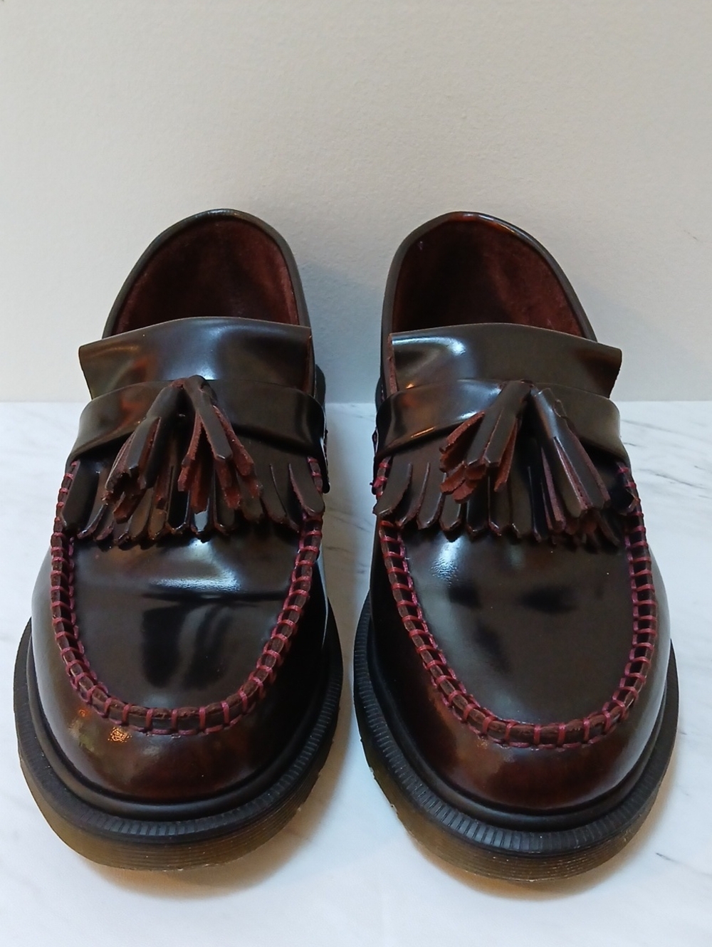 Dr. Martens Adrian Arcadia Burgundy Leather Tassel Kiltie Loafers EU 38